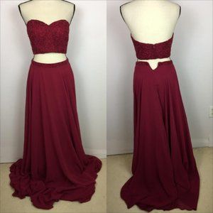 Alyce Paris Burgundy Maxi Dress